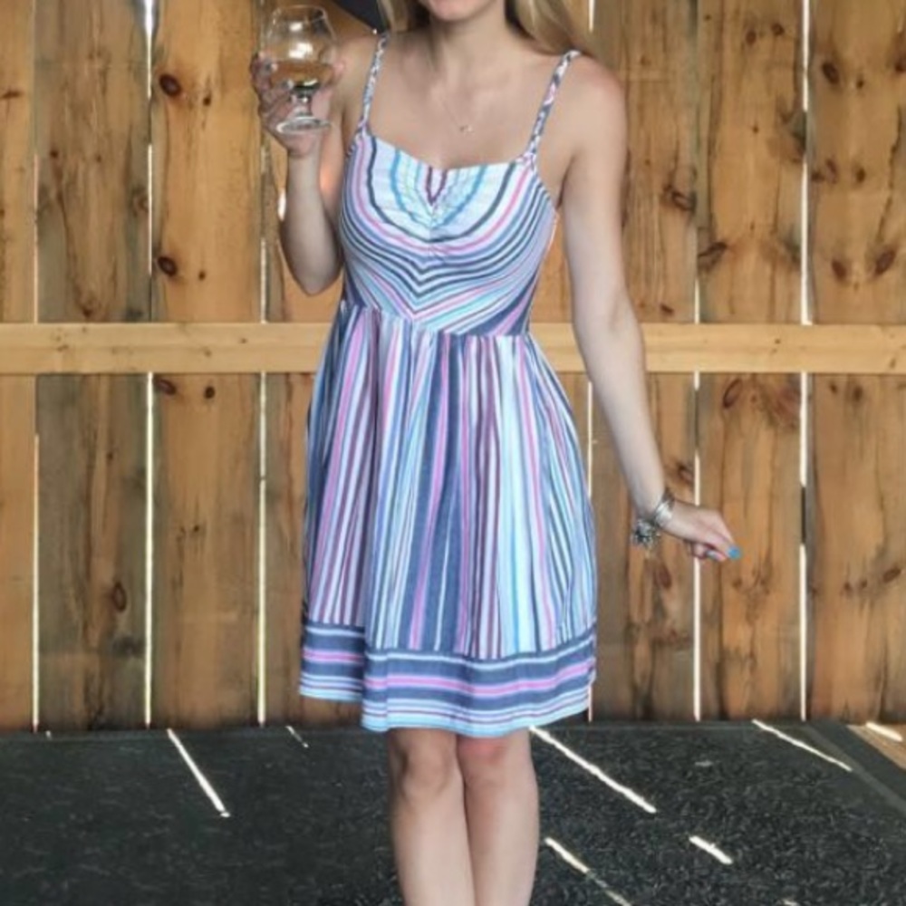 Striped midi cotton drsss
